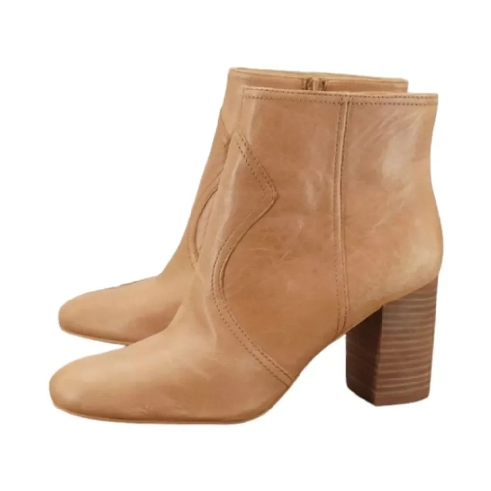 Lucky Brand Womens Sheirin Heeled Ankle Booties Size 9M Tan Leather Western